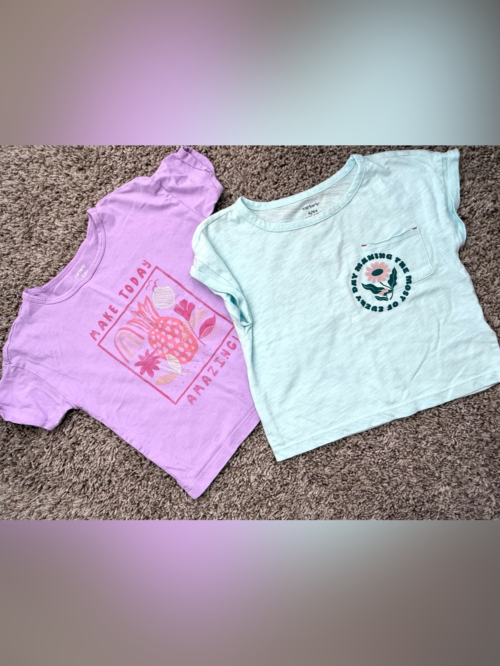 Carter’s Girls Graphic T-Shirt Set Size 6/6X Floral Pineapple 2-Piece
